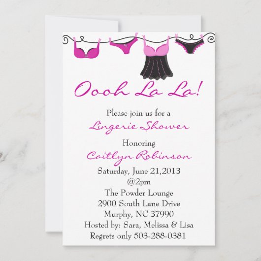Cute Bra/Lingerie Bridal Shower Invitation Kaart (Voorkant)