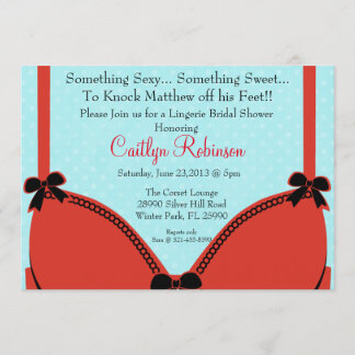 Cute Bra Lingerie Bridal Shower Invitation Kaart
