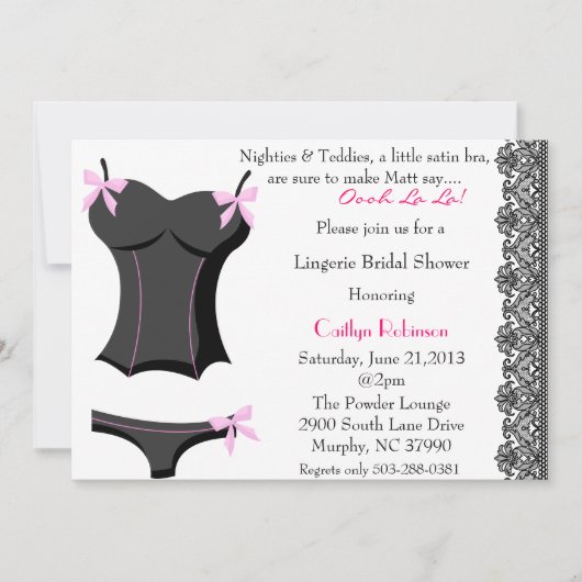 Cute Bra/Lingerie Bridal Shower Invitation Kaart (Voorkant)