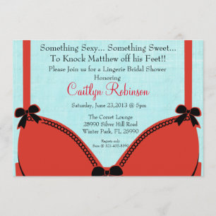 Cute Bra Lingerie Bridal Shower Invitation Kaart