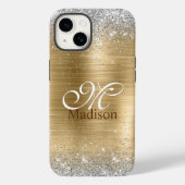 Cute braad goudpleisterkalk zilverglitter monogram Case-Mate iPhone case (Achterkant)