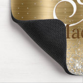 Cute braad goudpleisterkalk zilverglitter monogram muismat (Hoek)