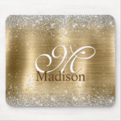 Cute braad goudpleisterkalk zilverglitter monogram muismat (Voorkant)