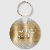 Cute braad goudpleisterkalk zilverglitter monogram sleutelhanger (Achterkant)