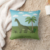 Cute Brachiosaurus Dinosaur Blue Sky Kussen (Deken)