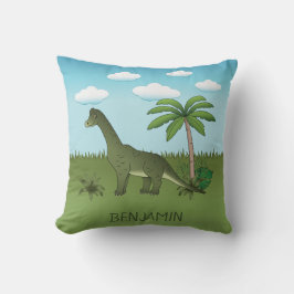 Cute Brachiosaurus Dinosaur Blue Sky Kussen