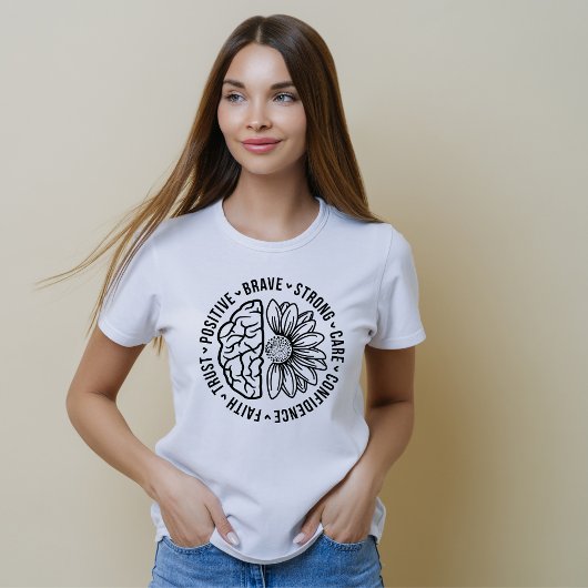 Cute Brain Flower Mental Health Professional T-shirt
