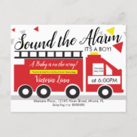 Cute Brandweerauto Baby Shower Confetti Uitnodigin