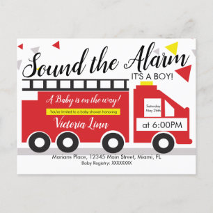Cute Brandweerauto Baby Shower Confetti Uitnodigin Briefkaart