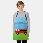 Cute brandweerauto brandweerman kinderen schort (Gedragen)