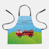 Cute brandweerauto brandweerman kinderen schort (Voorkant)