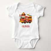 Cute brandweerauto en brandweerman romper (Voorkant)