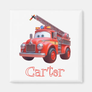 Cute brandweerauto magneet