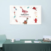 Cute Brandweerdinosaurus brul en reddingsverjaarda Spandoek (Beurs)