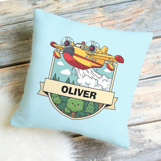 Cute Brandweervliegtuig Badge Kussen