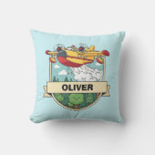 Cute Brandweervliegtuig Badge Kussen (Voorkant)