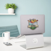 Cute brandweervliegtuigbadge sticker (Laptop op bureau)