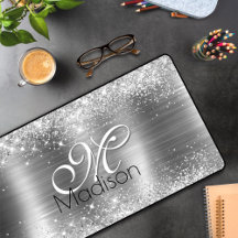 Cute brded metal Silver Faux monogram