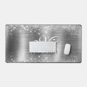 Cute brded metal Silver Faux monogram Bureaumat (Keyboard & Muis)