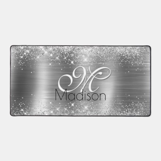 Cute brded metal Silver Faux monogram Bureaumat (Voorkant)