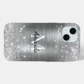 Cute brded metal Silver Faux monogram Case-Mate iPhone Case (Achterkant (horizontaal))