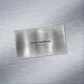 Cute brded metal Silver Faux monogram Magnetisch Visitekaartje (Voorbeeld)