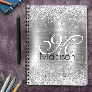Cute brded metal Silver Faux monogram Notitieboek