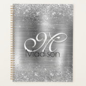 Cute brded metal Silver Faux monogram Planner (Voorkant)