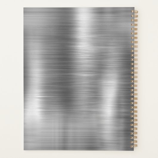 Cute brded metal Silver Faux monogram Planner (Achterkant)