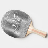 Cute brded metal Silver Faux monogram Tafeltennisbatje (Zijkant)