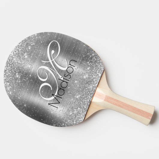 Cute brded metal Silver Faux monogram Tafeltennisbatje (Zijkant)