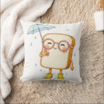 Cute Bread Character with Umbrella-Throw Pillow Kussen<br><div class="desc">A cozy and cute bread character enjoying a gentle rainy day while holding a small umbrella. This adorable cartoon design brings a warm and comforting feeling, perfect for anyone who loves cute characters, cozy vibes, and simple minimalist illustrations. The soft colors and playful expression make this character feel friendly and...</div>