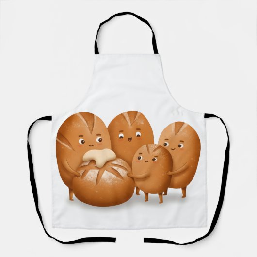 Cute Bread Loaf Family Holding Round Sourdough Schort (Voorkant)
