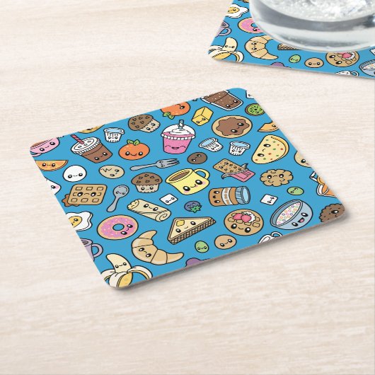 Cute Breakfast Food Kartonnen Onderzetters (Schuin)