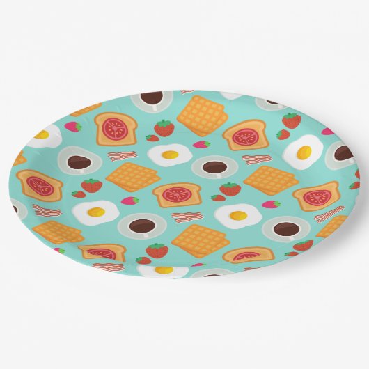Cute Breakfast Food Pattern Bacon & Egg Summer Papieren Bordje (Gekanteld)