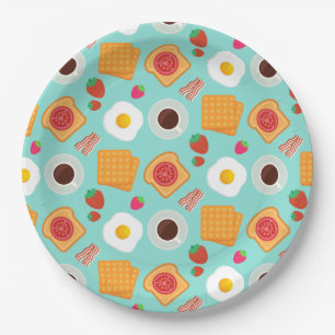 Cute Breakfast Food Pattern Bacon & Egg Summer Papieren Bordje