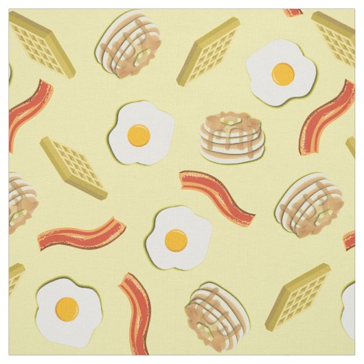 Cute Breakfast Kinder Bacon Eggs Pancakes Waffles Stof (Swatch)