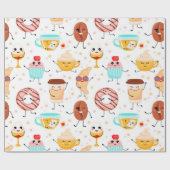 Cute Breakfast Pattern Cadeaupapier (Vlak)