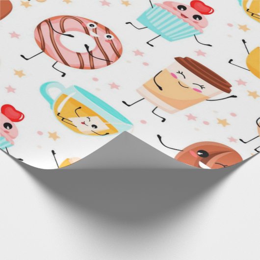 Cute Breakfast Pattern Cadeaupapier (Hoek)