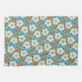 Cute Breakfast Pattern Playful Egg and Bacon Theedoek (Horizontaal)