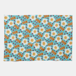 Cute Breakfast Pattern Playful Egg and Bacon Theedoek