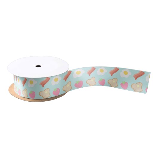 Cute Breakfast Pattern Satijnen Lint (Spoel)