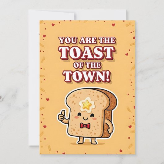 Cute Breakfast Pun You Are the Toast of the Town Bedankkaart (Voorkant)