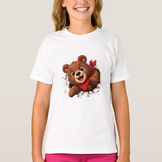 Cute Breakthrough Bear – Funny Front & Back  T-shirt (Voorkant)