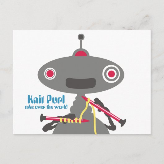 Cute breitting naaldgaren robot alien briefkaart (Voorkant)