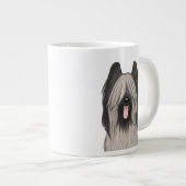 Cute Briard Cartoon Dog Grote Koffiekop (Voorkant rechts)