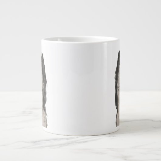 Cute Briard Cartoon Dog Grote Koffiekop (Voorkant)