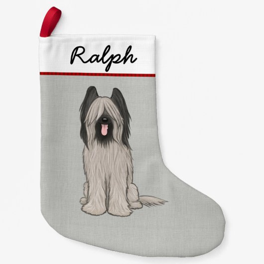 Cute Briard Cartoon Dog Personalized Pet Lover's Kleine Kerstsok (Voorkant)