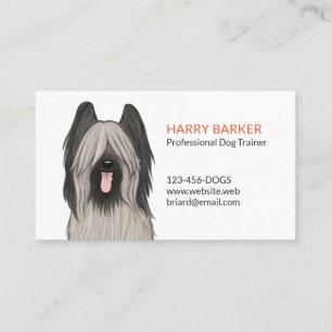 Cute Briard Cartoon Dog   Pet Services   Grooming Visitekaartje