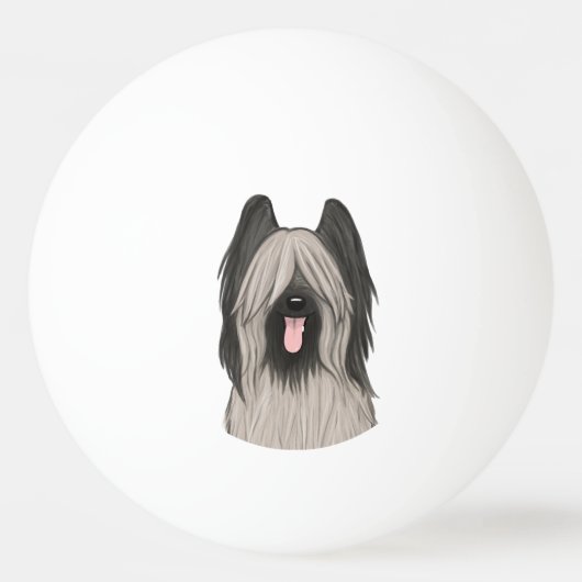 Cute Briard Cartoon Dog Pingpongbal (Voorkant)